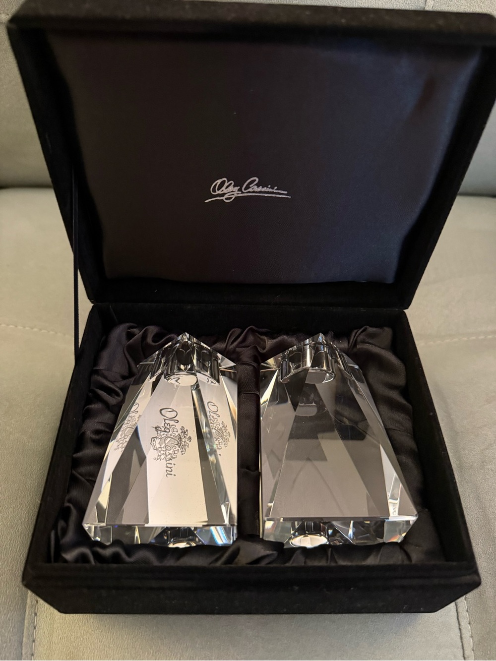 Oleg Cassini Sleek Glass Candlesticks